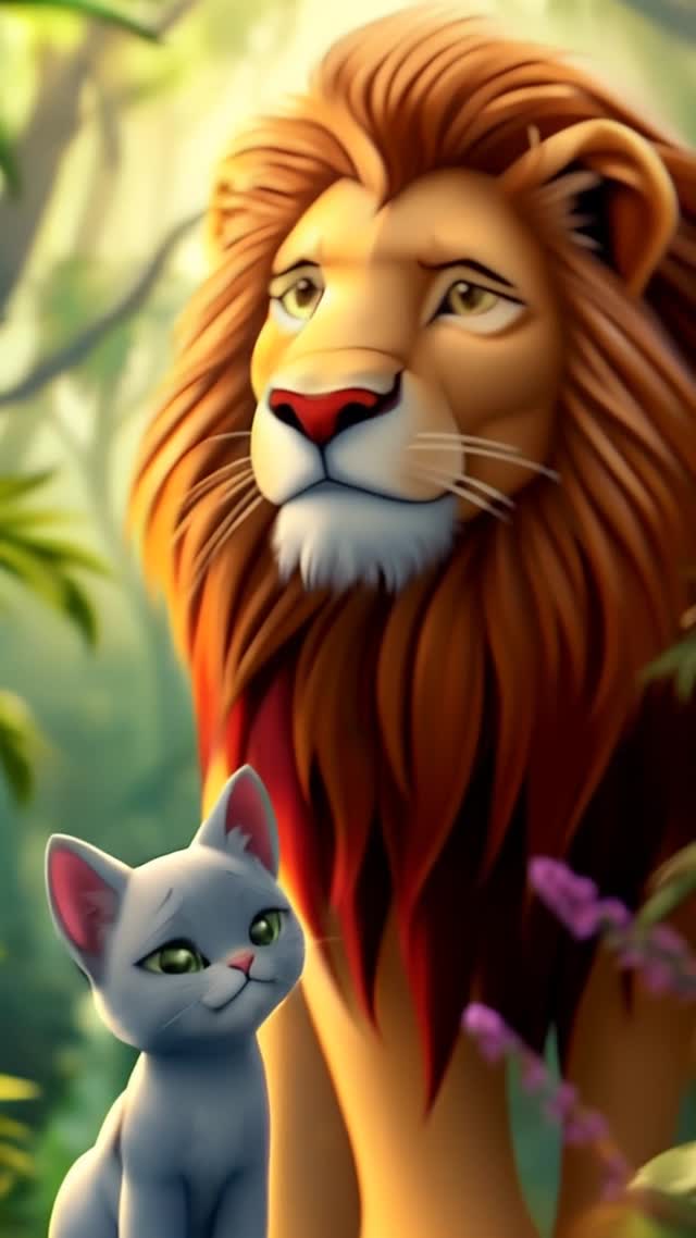 शेर और बिल्ली का अनोखा दोस्ती