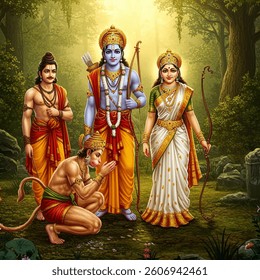 Blessings of Ram and Sita in the Tranquil Forest