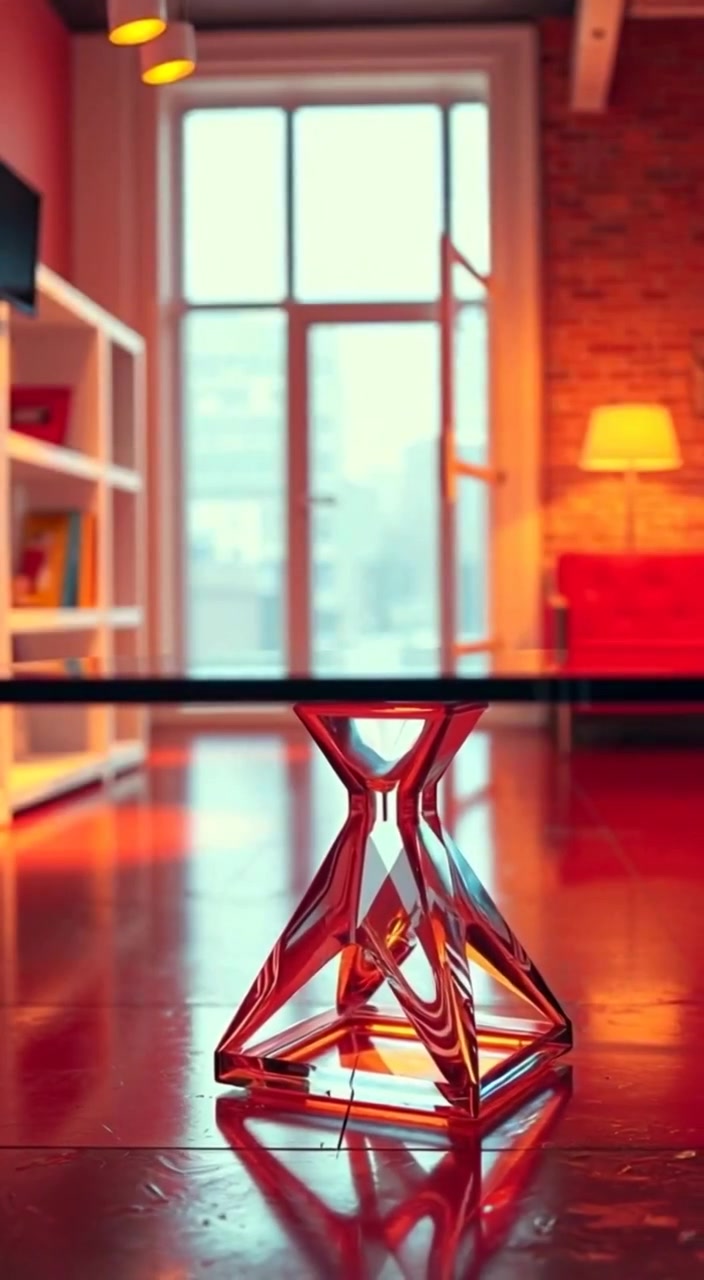 Light gently reflects off the tempered glass, creating soft sparkles on the bright room's walls.
