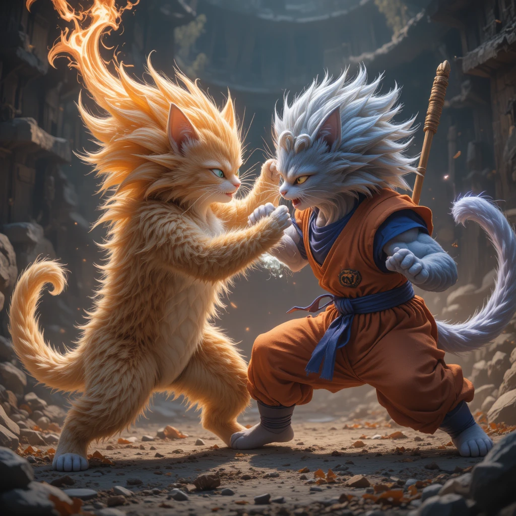 Epic Cat Clash: Dragon Ball Style Showdown!