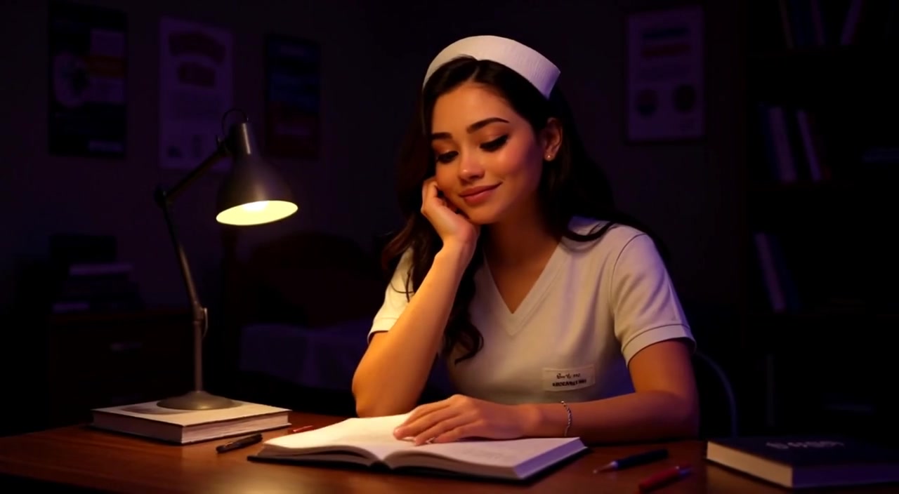 The woman's hands gently turn the pages of textbooks while taking notes in a notepad.