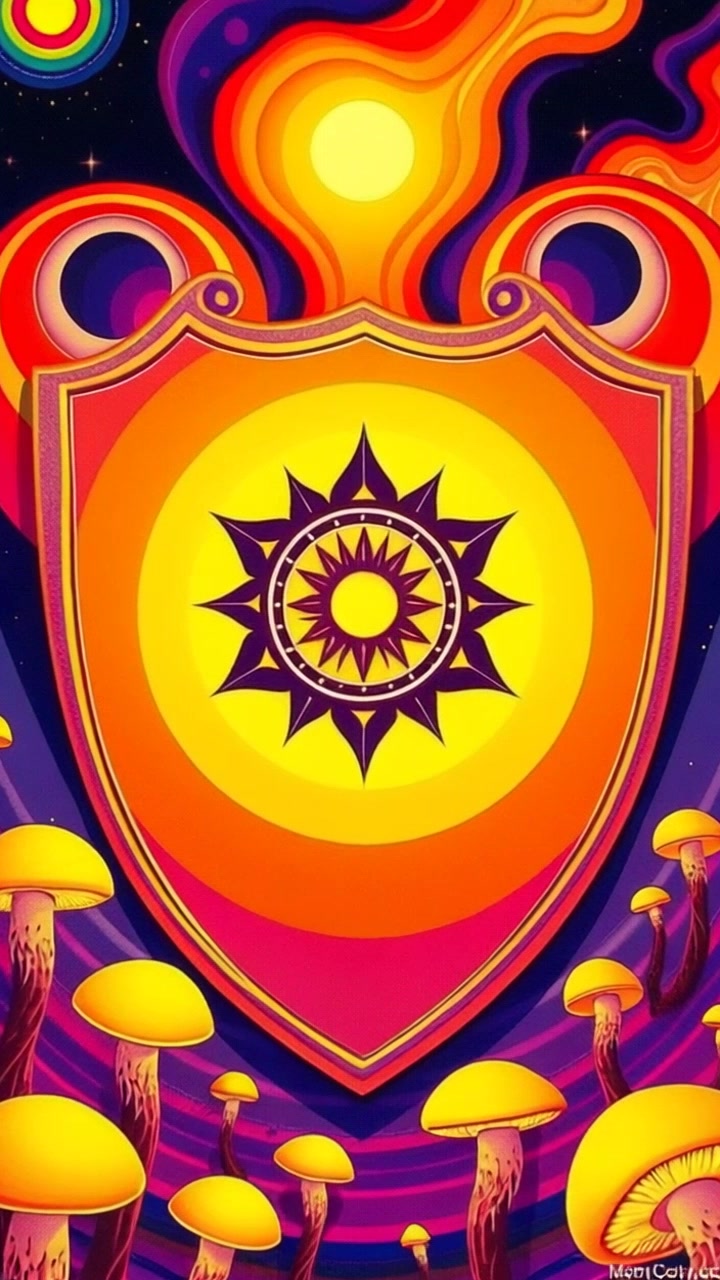 Scene: A large shield with a glowing symbol in the center, symbolizing effective protection, positioned against a dark, ominous background. Style: Moody lighting highlights the shield's intricate details, casting an ethereal glow around the symbol. Motion: Camera slowly zooms in on the shield, emphasizing the luminous emblem as soft rays of light pulse from it.