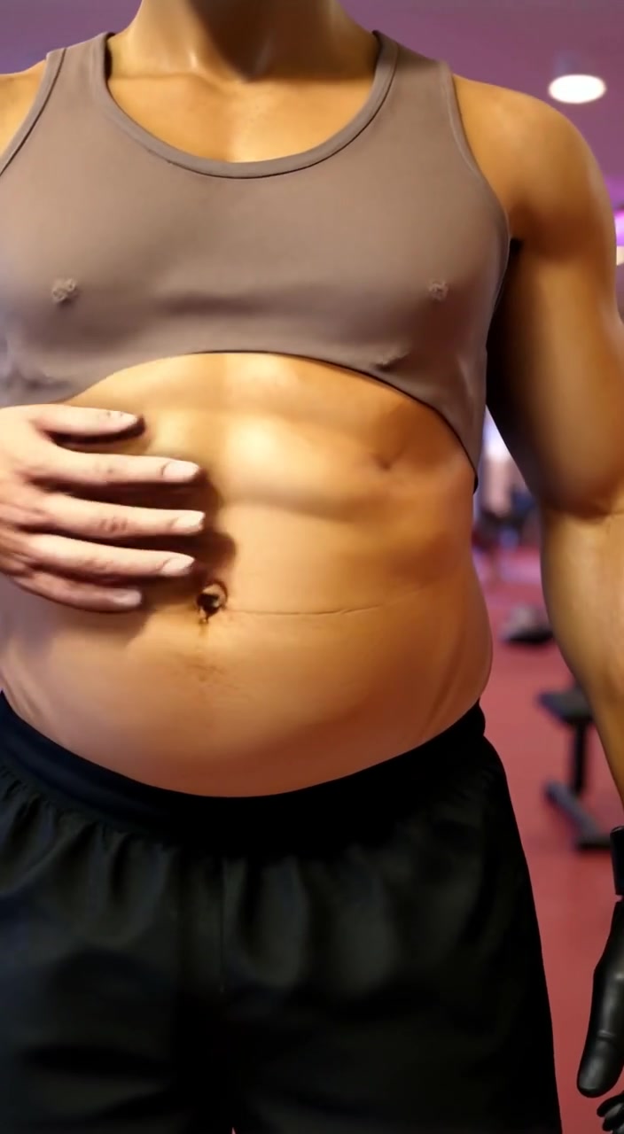 The person gently places a hand on their expanding belly, feeling the warmth and movement beneath the surface.