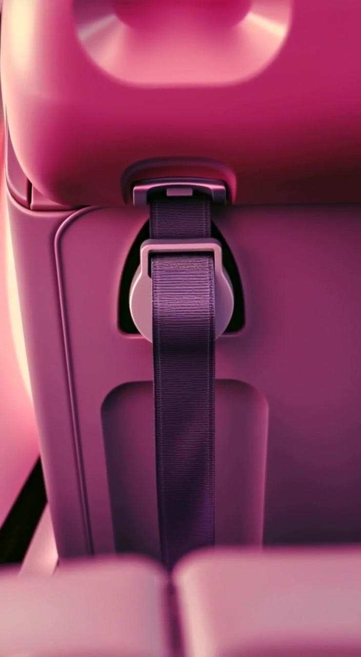 The seatbelt gently shakes as the airplane rises, with the cabin softly swaying in the background.