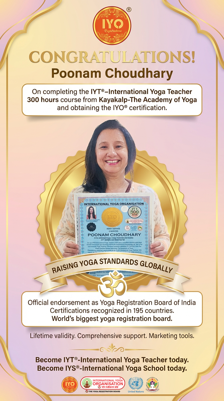 Congratulations Poonam Choudhary & Shambhavi Mishra on Completing IYT® International Yoga Teacher 300 Hours Course!