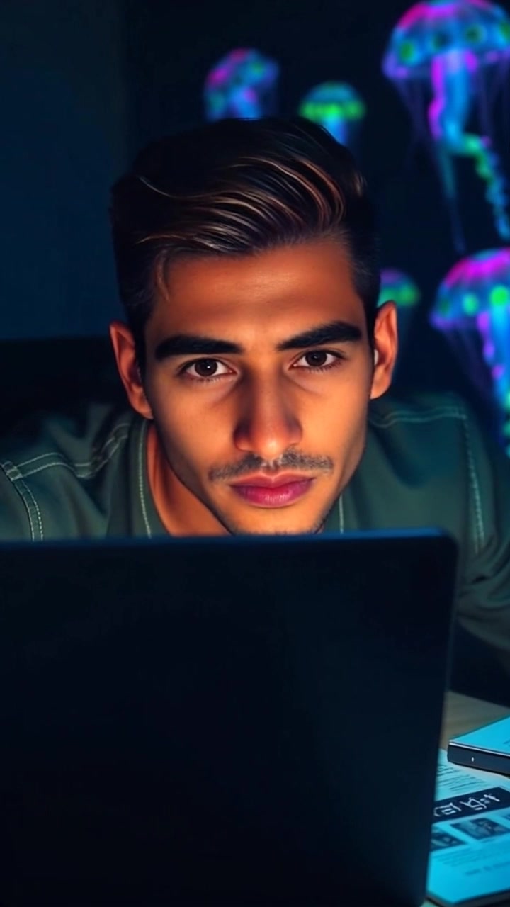 Scene: A close-up of a character at a cluttered desk filled with papers and an open laptop, expressing visible worry. Style: Soft, ambient lighting that accentuates the tension in the character's expression, casting gentle shadows across the desk. Motion: The camera slowly zooms in on the character's face to capture their anxious demeanor, creating an intimate atmosphere as the surrounding chaos of papers subtly shifts in the frame.
