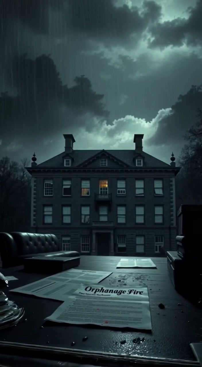 Dust particles drift slowly through the air in an old coroner's office, illuminating scattered papers on the desk.