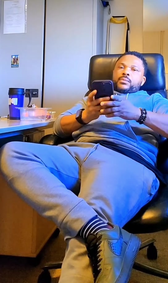 Chilling in the Office with a Drink and My Phone