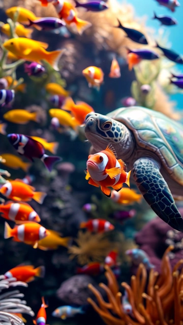 Tropical Underwater Symphony: Vibrant Fish in Warm Waters