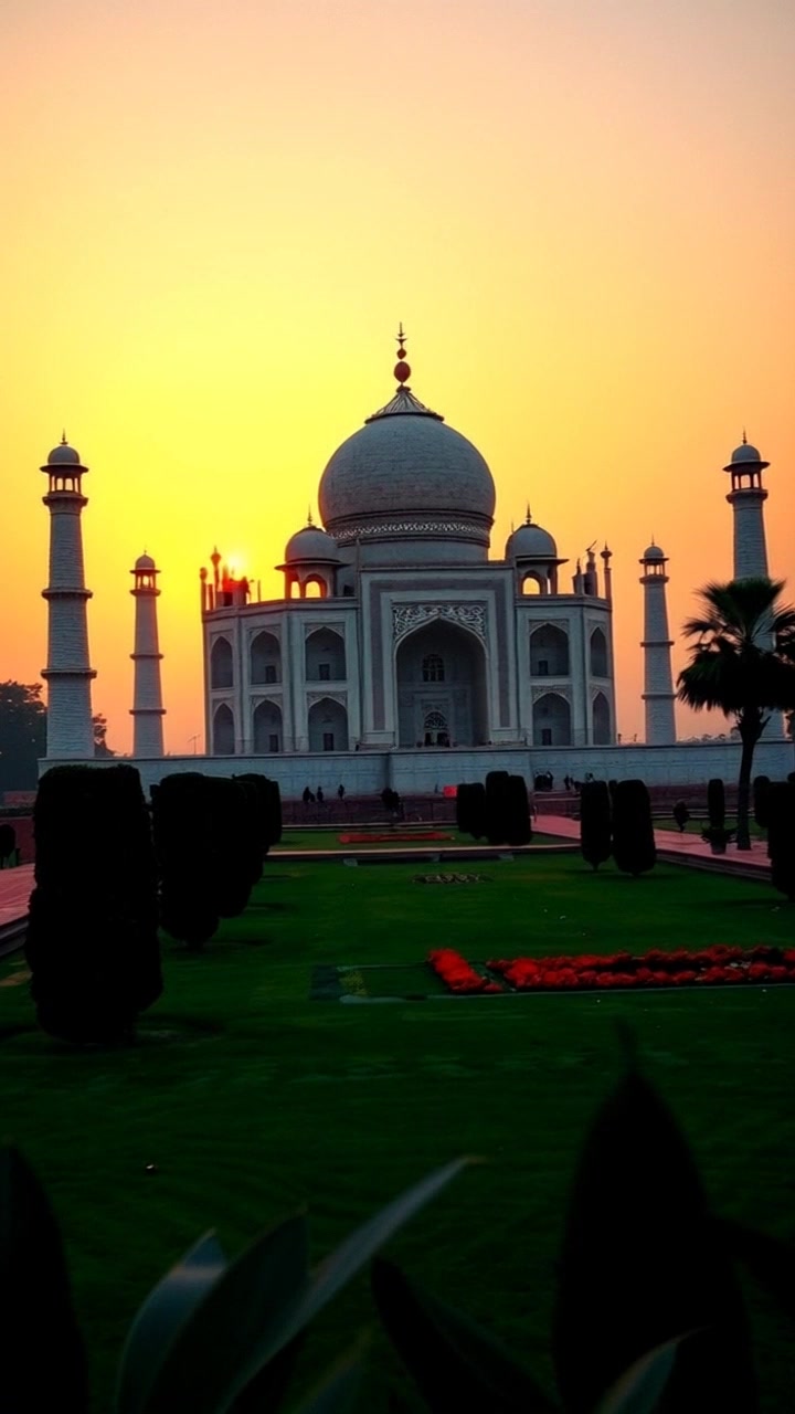 Indian Girl Dancing in Front of the Taj Mahal