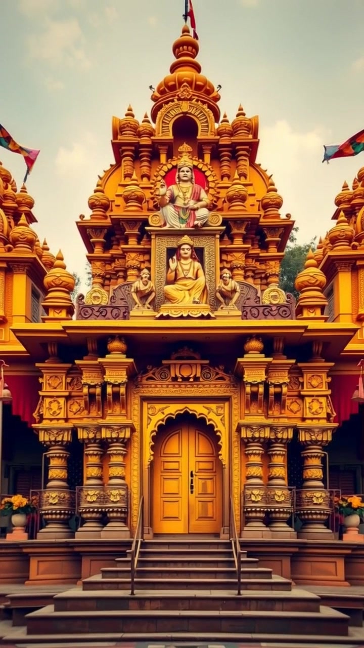 भगवान हनुमान के सामने भजन गाते पुजारी
