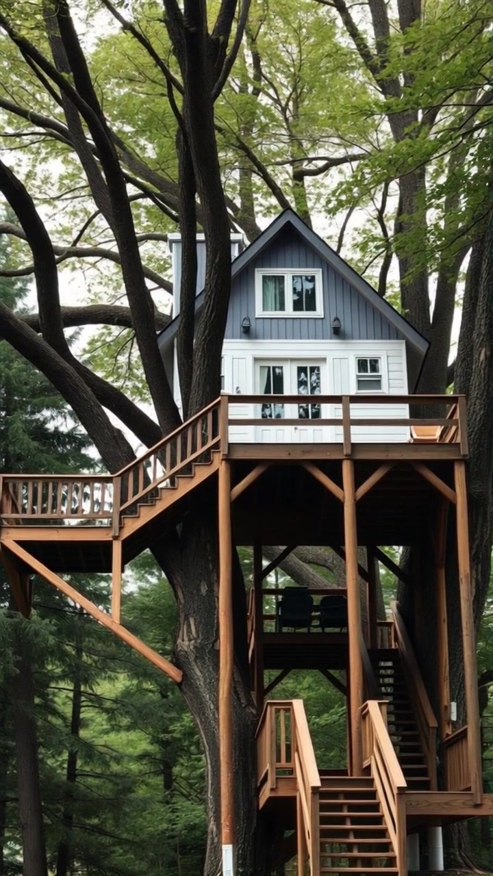Cozy Treehouse Retreat in a Rainstorm