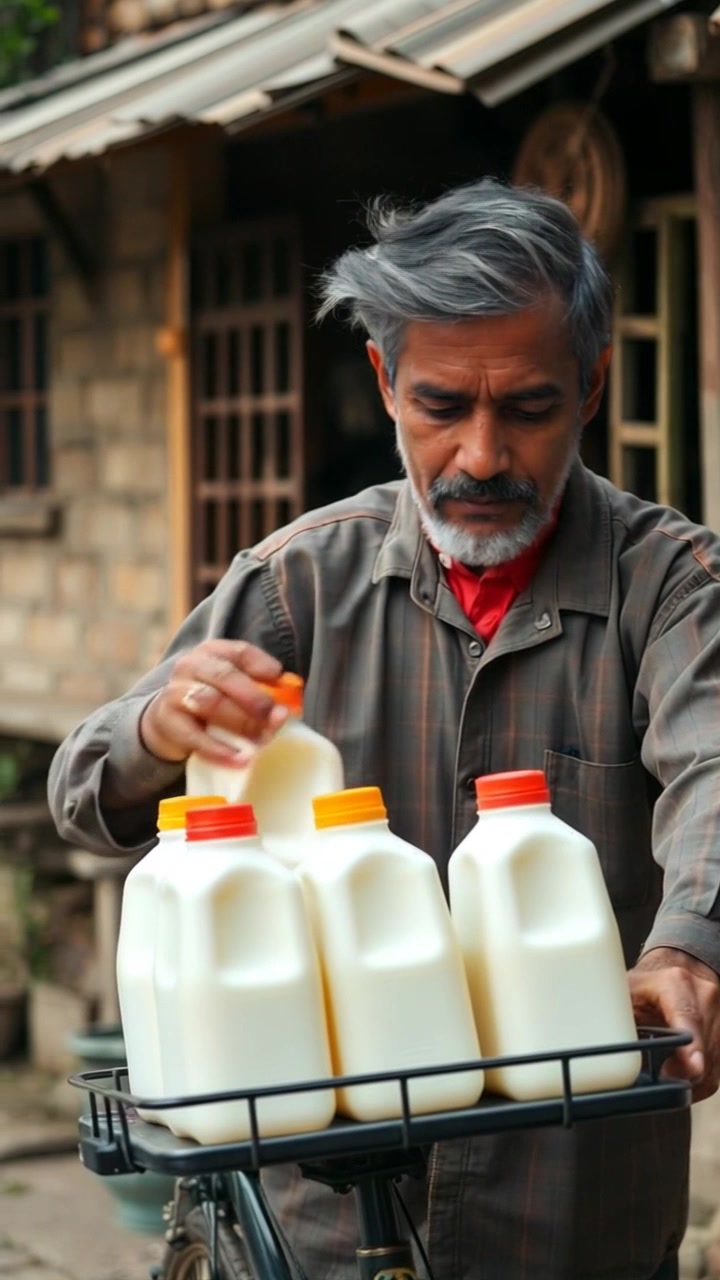 साइकल पर दूध बेचता बंदर
