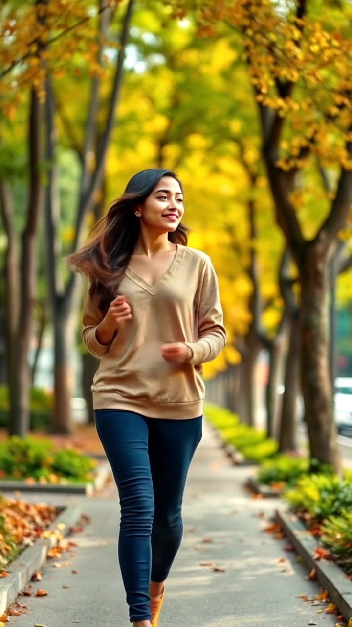 Beautiful Indian Girl Walking in the Park