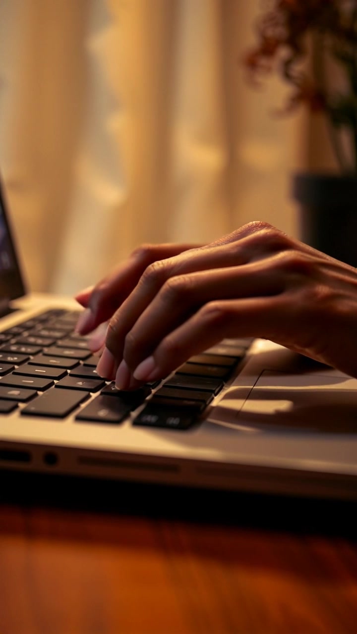 A Girl Typing on the Keyboard
