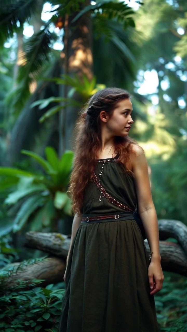 Girl Climbing in the Jungle