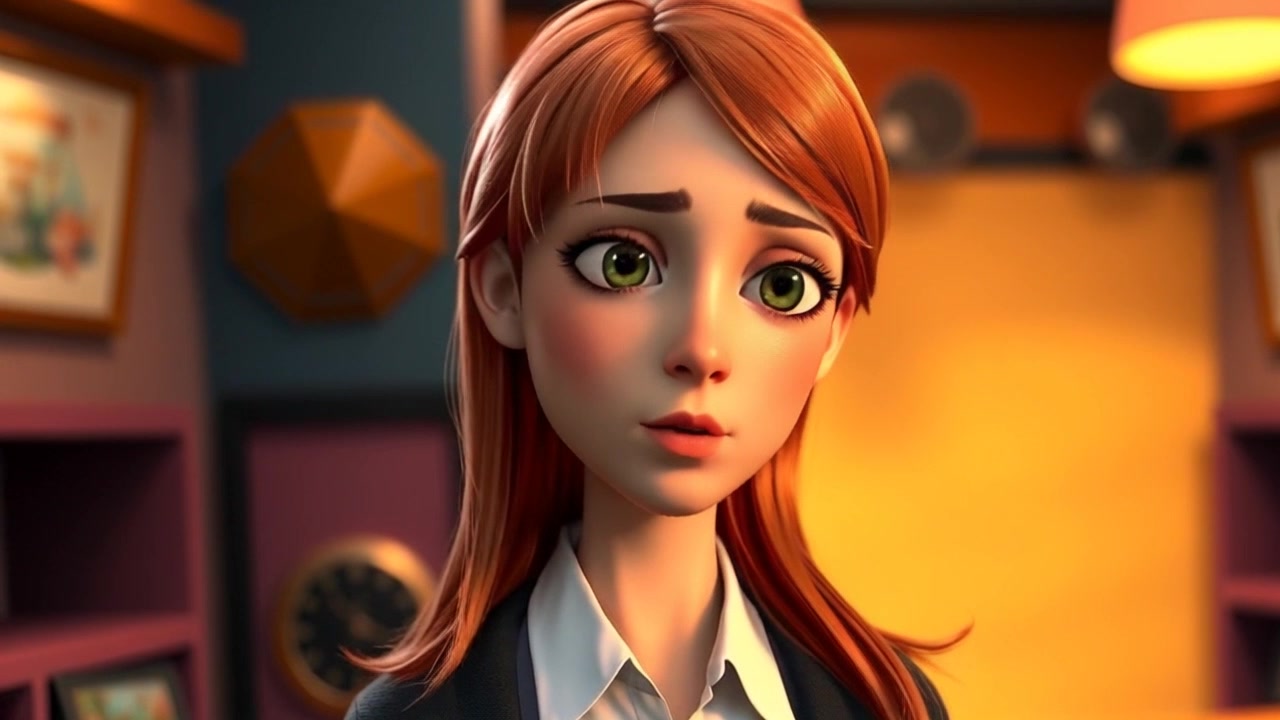 Scene: A focused shot of a professional HRD in an office setting, exuding seriousness and dedication. Style: Ambient lighting with a soft focus, creating an inviting yet serious atmosphere. Motion: The camera performs a slow dolly in, capturing the subtle nuances of the subject's expression as they engage with an unseen conversation.