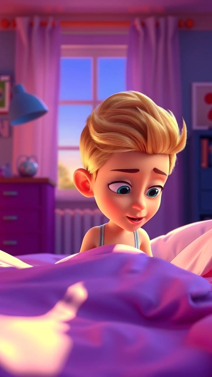 Boy and Husky Wake Up and Cuddle in 3D Realism