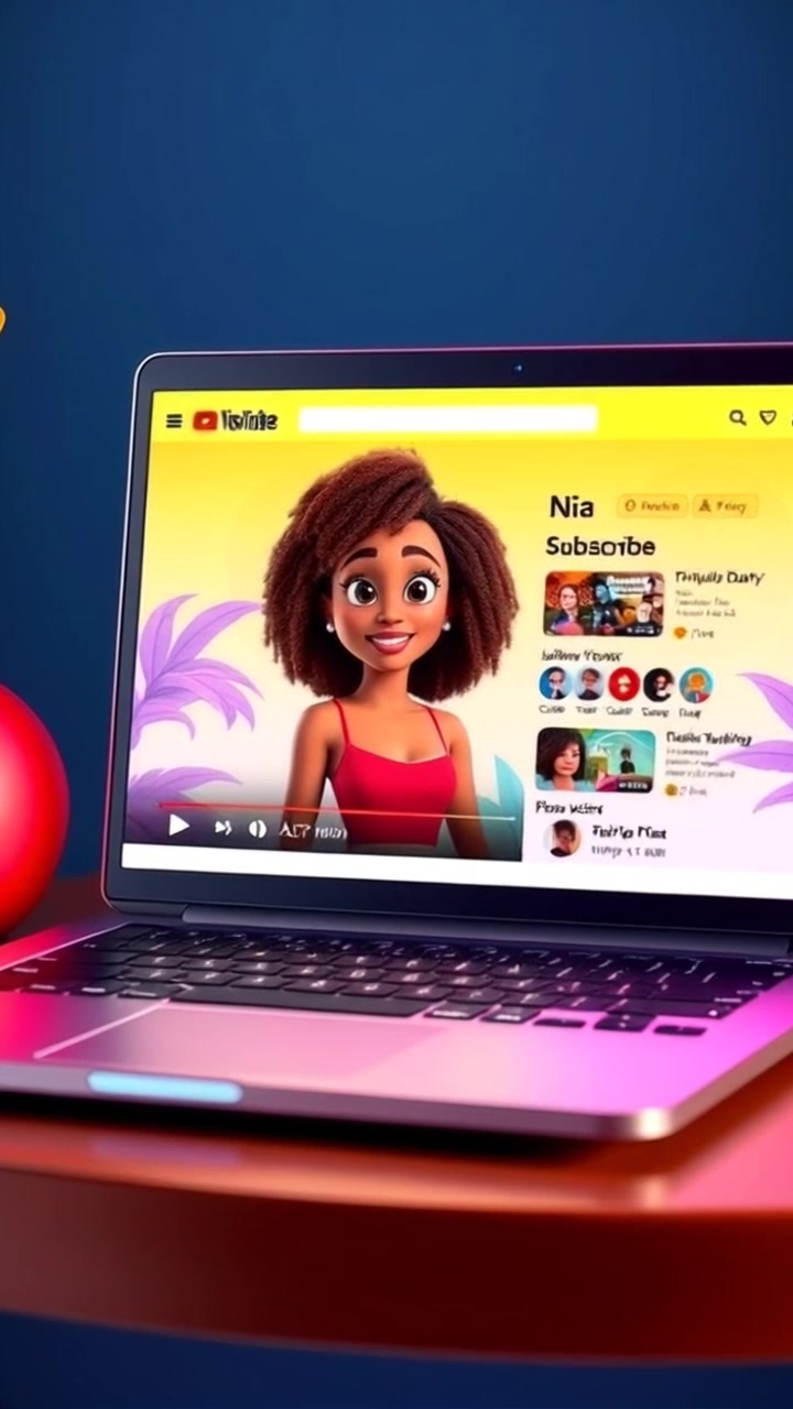 Scene: A laptop open in a cozy workspace, showcasing Elocin Mars's YouTube channel interface, with a bright subscribe button prominently highlighted. Style: Ambient lighting flowing in from the window, creating a warm and inviting atmosphere. Motion: Camera begins with a close-up of the laptop screen, slowly pushing in towards the subscribe button, emphasizing its vibrancy against the screen's content.