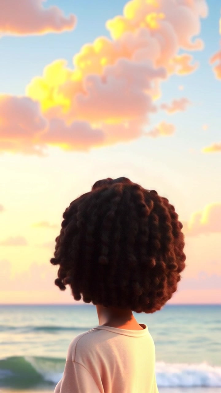 Subject: A person gazing longingly at the horizon from a serene beach. Scene: Tranquil beach setting at sunset, with gentle waves lapping at the shore and soft sand underfoot. Motion: Slow, sweeping camera movement from behind, pulling away to reveal the vastness of the ocean and the fading sun, creating a poignant atmosphere. Lighting: Soft, warm sunset light bathing the scene in rich golds and soft pinks, enhancing the nostalgic mood.