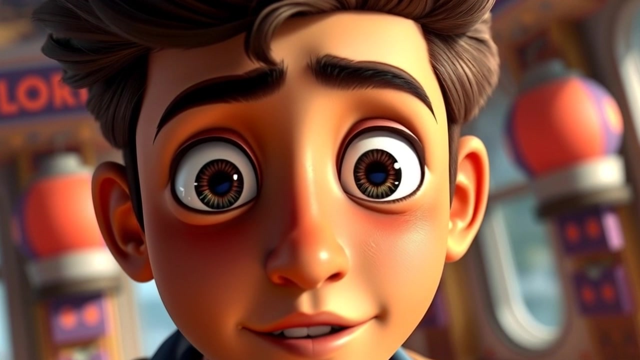 Subject: A close-up of excited eyes filled with adventure. Scene: The vibrant close-up captures the lively sparkle in the eyes, set against a softly blurred background. Style: Warm, inviting lighting enhances the sense of excitement. Motion: The camera slowly zooms in on the eyes, intensifying the sense of wonder and anticipation as if the viewer is drawn into an adventurous story.