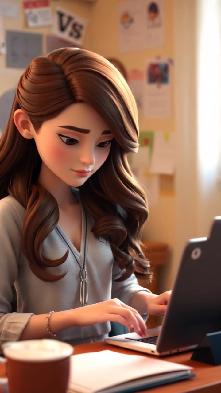 Girl Studying on Laptop