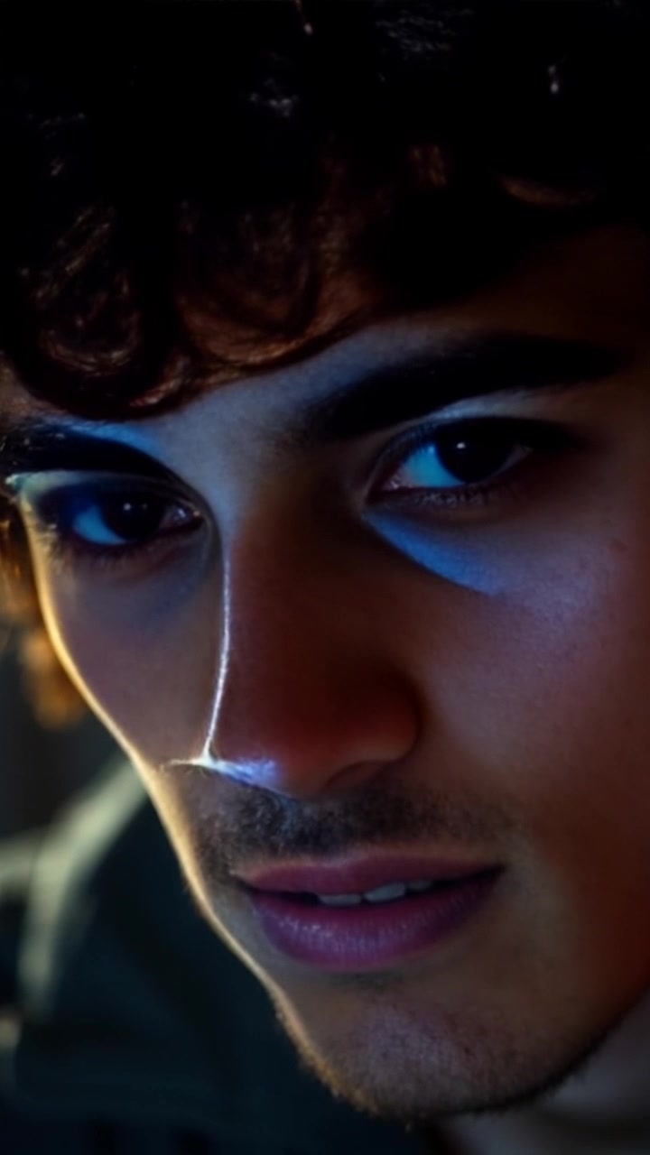Subject: A person with intense eyes reflecting determination and a glimmer of light. Scene: Close-up of the subject's face against a soft, blurred background that suggests an intense moment of focus. Style: Subtle lighting enhances the emotions conveyed, creating an intimate atmosphere. Motion: The camera slowly pushes in, drawing closer to capture the depth of expression in the eyes, emphasizing the determination present.