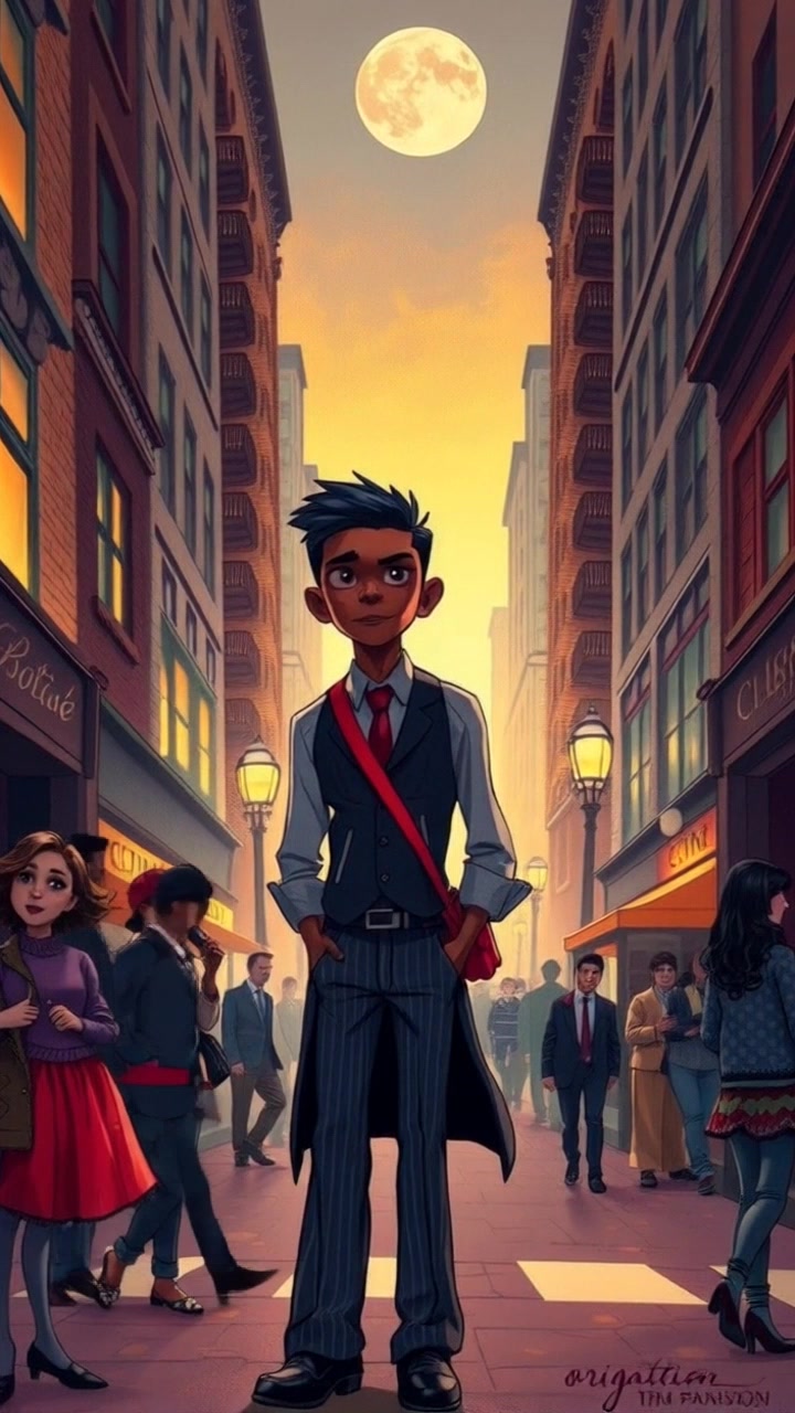 Subject: Isaiah walking confidently through a busy city street. Subject movement: He strides purposefully, weaving through a crowd of bustling pedestrians. Scene: A vibrant urban setting, filled with towering skyscrapers and a diverse mix of people. Style: Bright, afternoon light illuminating the cityscape with dynamic shadows. Motion: The camera follows closely behind Isaiah, capturing the rhythmic flow of the crowd as he navigates the busy thoroughfare, creating an immersive experience of city life.