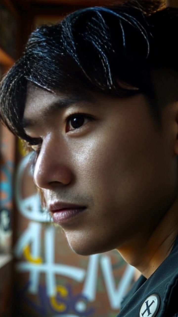 Subject: A person deep in thought with a concerned expression on their face. Scene: Close-up of the person's face showcasing their intense emotions, set against a softly blurred background that hints at a busy urban environment. Style: Soft, diffused lighting highlighting the contours of their face, creating a contemplative atmosphere. Motion: The camera slowly pushes in for an intimate feel, capturing the subtle shift in their expression as their brow furrows with deeper concern.