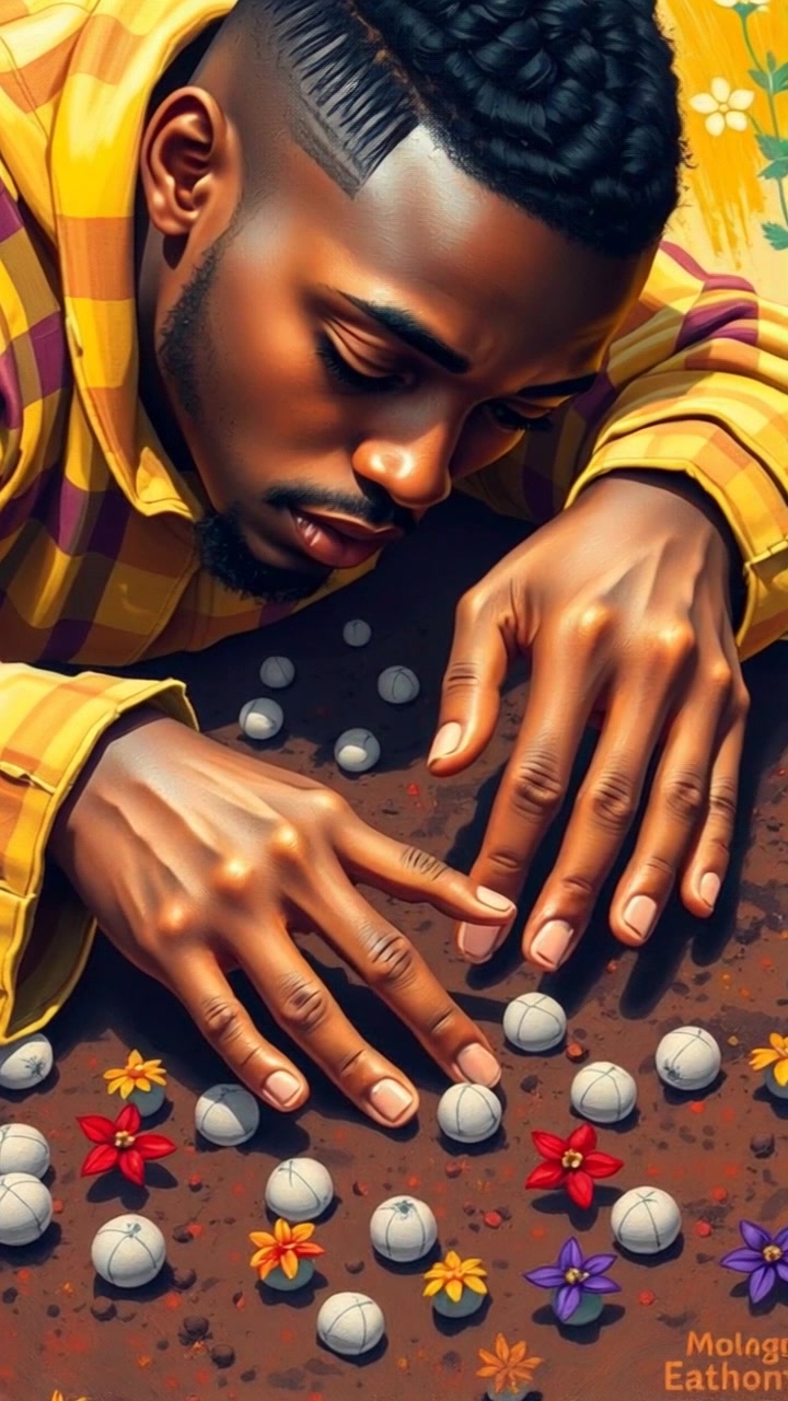 Subject: Hands planting seeds in warm, rich soil. Scene: A vibrant garden bed under bright sunlight with green shoots emerging from the earth. Motion: Camera slowly pushes in on the hands as they skillfully dig and sow seeds, highlighting the texture of the soil and the sprouting plants, bathed in inviting morning light.