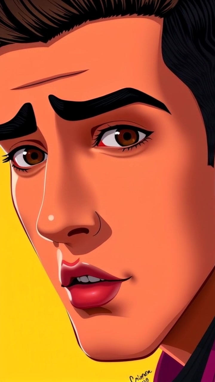 Subject: A young man displaying apprehension and intrigue as he leans forward. Subject movement: His expression shifts subtly, conveying curiosity as he draws closer to the camera. Scene: Intimate setting with soft, ambient lighting that emphasizes his facial features, creating an engaging, personal atmosphere. Motion: The camera slowly pushes in, focusing on his face, highlighting the nuances of his expression while maintaining a soft depth of field.