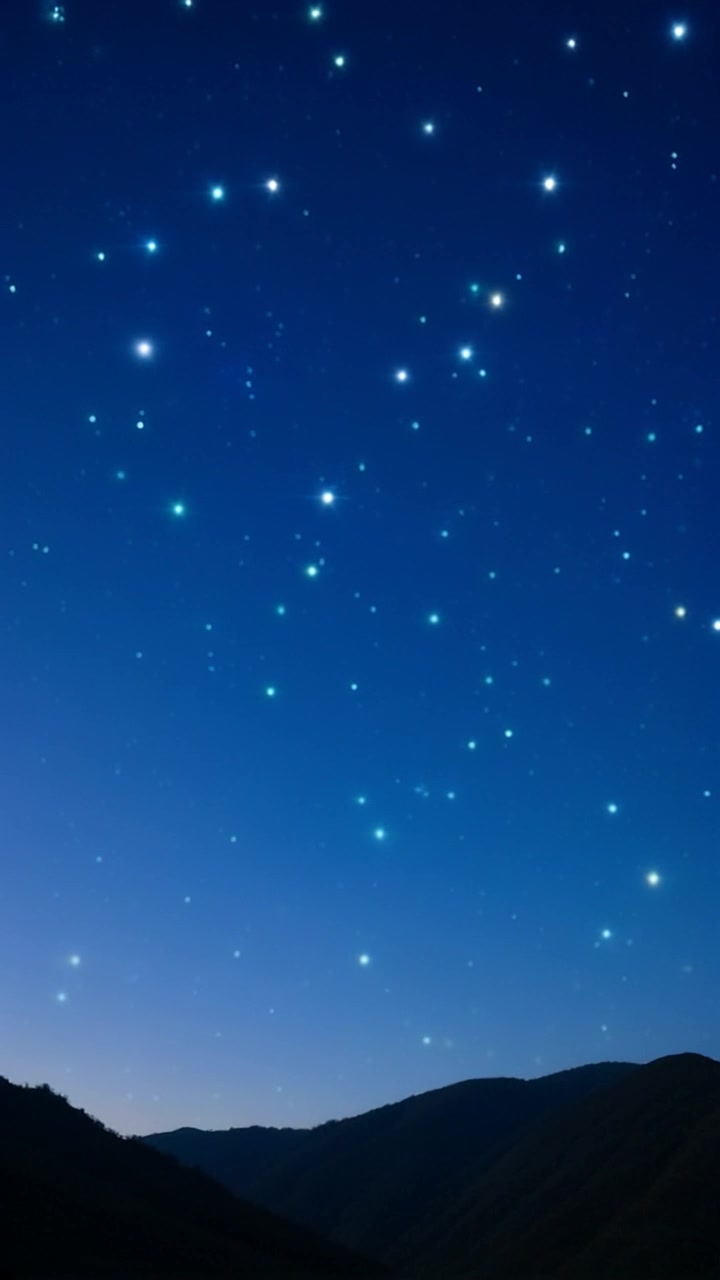 Subject: A person gazing up at a starry sky. Scene: A tranquil outdoor setting under a vast night sky filled with bright stars, with soft hills in the background. Style: Cool nighttime lighting highlighting the twinkling stars, creating a serene and contemplative atmosphere. Motion: The camera slowly pushes in on the subject, revealing a close-up of their thoughtful expression, as the stars twinkle above, evoking a sense of wonder and introspection.