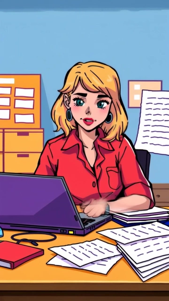 Subject: A focused individual diligently working at a desk. Subject movement: The person is typing rapidly on a laptop, occasionally reaching for papers scattered around. Scene: A cozy home office, filled with stacks of papers and a laptop on a well-used wooden desk. Style: Soft, ambient lighting creates a warm and inviting atmosphere. Motion: The camera slowly pushes in through the workspace, capturing the intensity of concentration while gently panning to reveal the details of the cluttered desk.