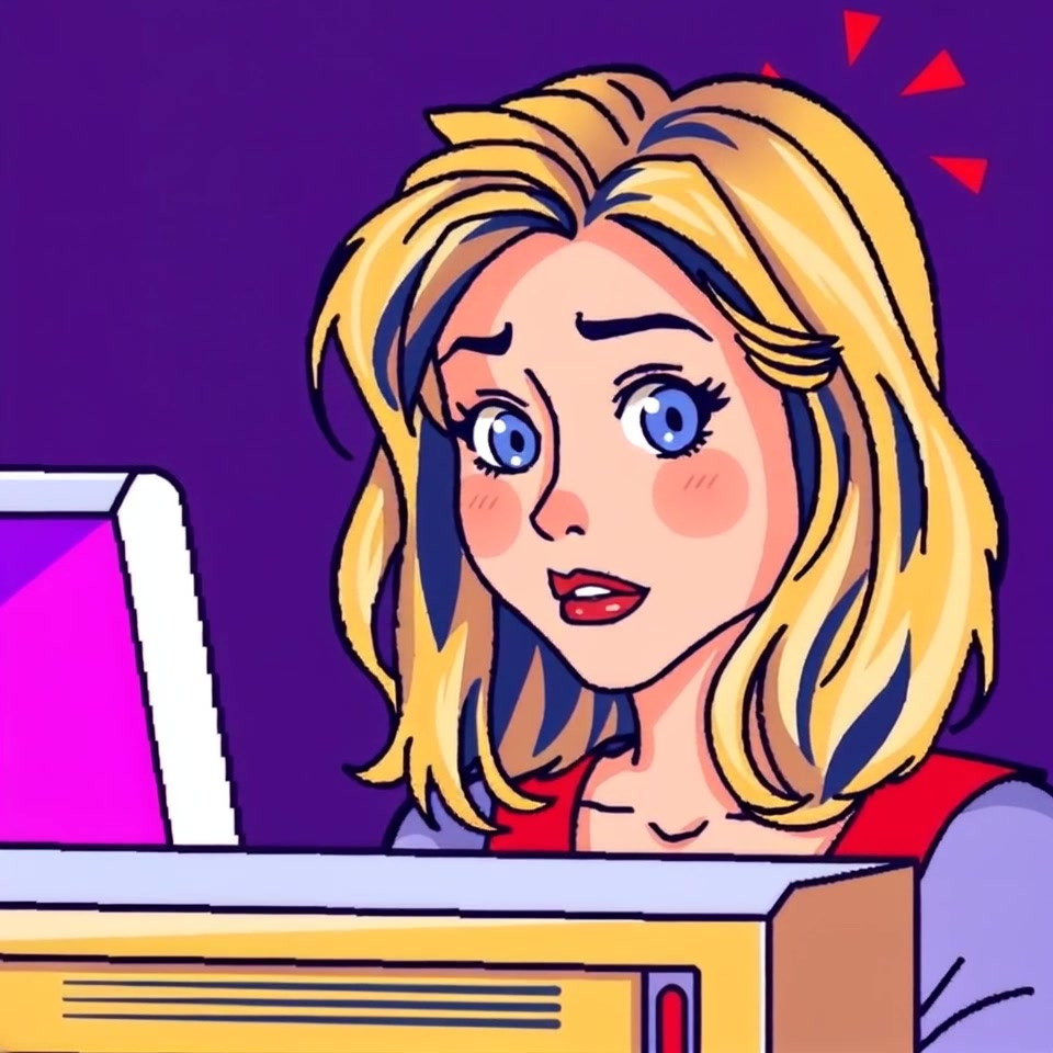 Subject: A girl gazing in awe at a flickering computer screen. Subject movement: She gasps, her eyes wide with surprise. Scene: A cozy bedroom filled with soft, ambient light, and scattered tech gadgets illuminating the intimate space. Motion: The camera slowly zooms in on her expressive face, capturing the moment of wonder as the light from the screen dances across her features, creating a warm and inviting atmosphere.