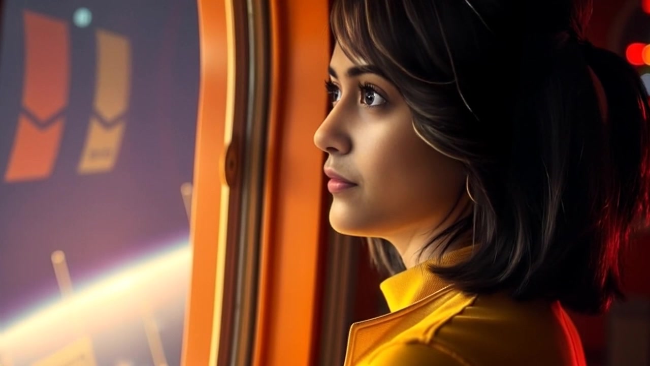 Subject: A thoughtful person gazing out a window. Scene: Cozy indoor setting with soft, natural light filtering through the window, casting gentle shadows. Motion: Camera slowly pushes in on the subject, capturing the serene expression, as the outside world subtly changes in focus through the glass, creating an inviting, tranquil atmosphere.