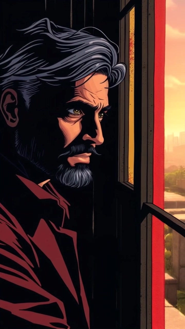 Subject: A pensive individual gazing out of a window, deep in thought. Subject movement: The protagonist shifts slightly, their brow furrowing as they reflect on their actions. Scene: A cozy, warmly lit room with soft furnishings and dim light filtering through the window, creating a tranquil atmosphere. Motion: A slow dolly out from a close-up of the protagonist's face, capturing the subtle expressions of contemplation, while the camera gently frames the picturesque view outside, enhancing the mood of introspection.