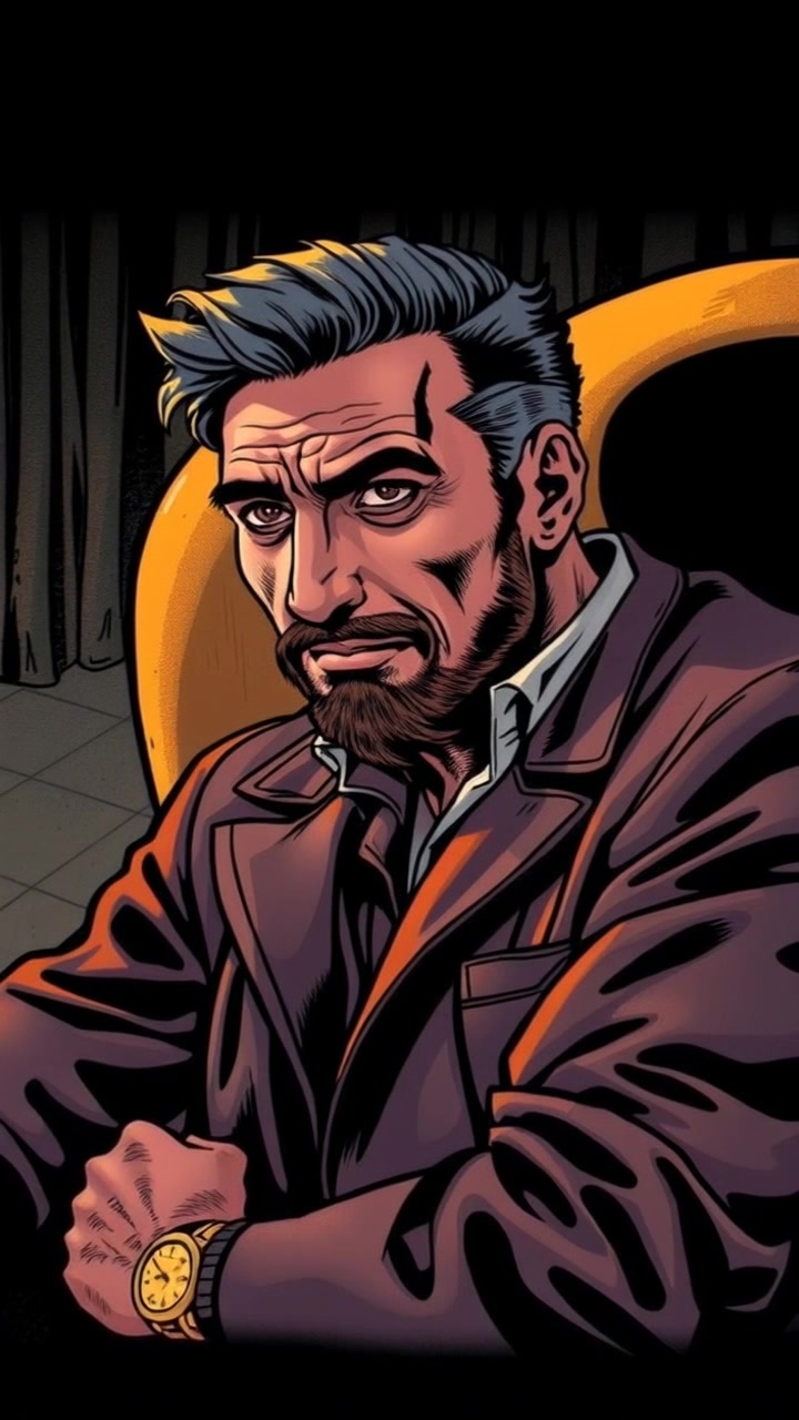 Subject: A father sitting in an armchair, displaying a concerned expression. Subject movement: The father leans slightly forward, shifting his gaze as he listens attentively to someone off-screen. Scene: A cozy living room filled with warm, inviting decor, soft light filtering through sheer curtains. Lighting: Soft, ambient lighting creating a sense of intimacy. Motion: The camera slowly pushes in, enhancing the emotional weight of the moment, capturing the father's subtle expressions and reactions to the conversation.