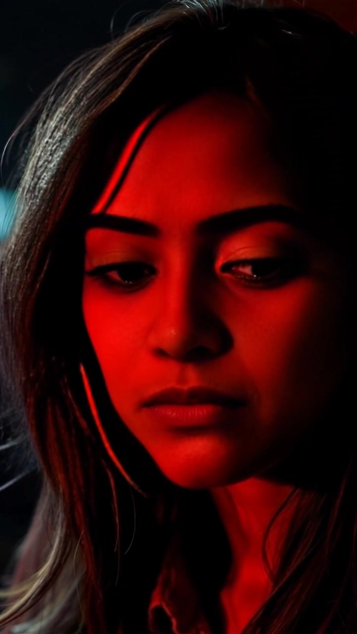Subject: A woman’s face portraying a mix of anticipation and worry. Subject movement: Her eyebrows slowly furrow as she takes a deep breath, her expression subtly shifting. Scene: Close-up shot of her face set against a blurred, dimly lit background, suggesting an intimate moment filled with tension. Style: Soft ambient lighting creates a warm yet uncertain mood, highlighting the contours of her face and the emotions reflected in her eyes. Motion: The camera gently pushes in to capture the nuances of her expression, creating an intimate connection with the viewer.