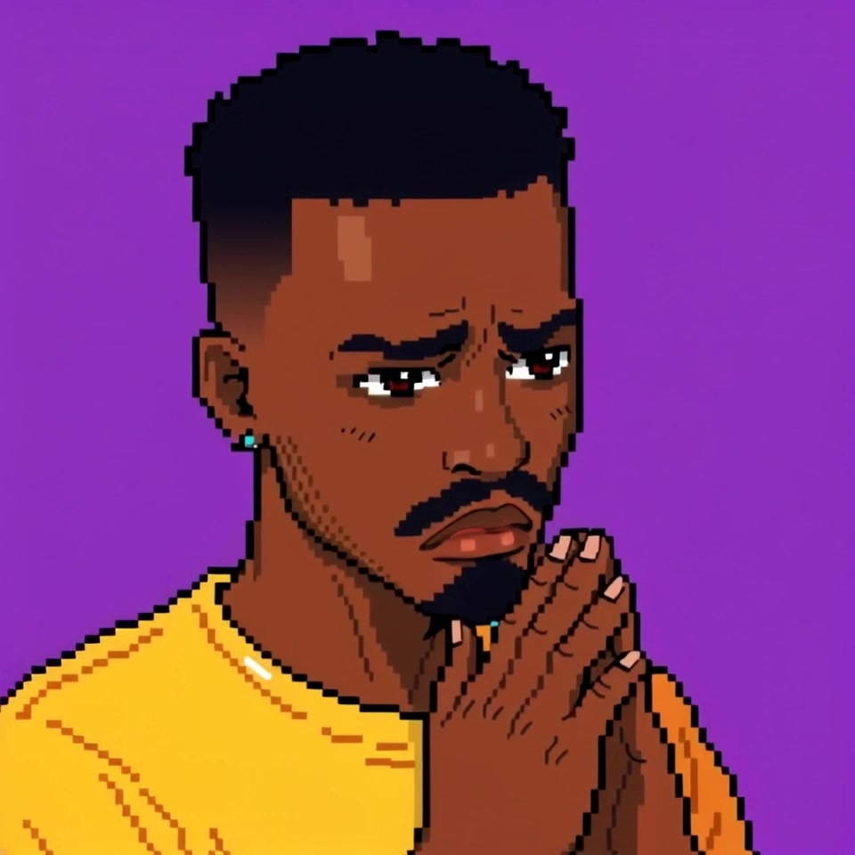 Subject: A person deep in thought, visibly anxious with hands clasped together. Scene: Close-up shot of the individual's face, surrounded by a dimly lit, intimate room that conveys a sense of tension. Style: Soft, ambient lighting creates a moody atmosphere, emphasizing the furrowed brow and intense gaze. Motion: Camera gradually pushes in for a dramatic close-up, capturing the subtle movements of the subject's fingers and facial expressions, highlighting the weight of his contemplation.
