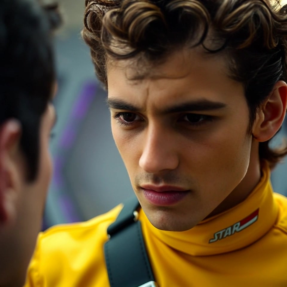 Subject: Mateo looking intensely at Romeo. Subject movement: Mateo's expression shifts from frowning to anger, showcasing a dynamic change in his demeanor as he speaks accusingly. Scene: A tense confrontation between two characters in a dimly lit room with shadows accentuating the atmosphere. Style: Moody, low-key lighting emphasizing the drama of the moment. Motion: The camera pushes in on Mateo's face, capturing the intensity of his expression, then smoothly pans to reveal Romeo's reaction, heightening the dramatic tension.