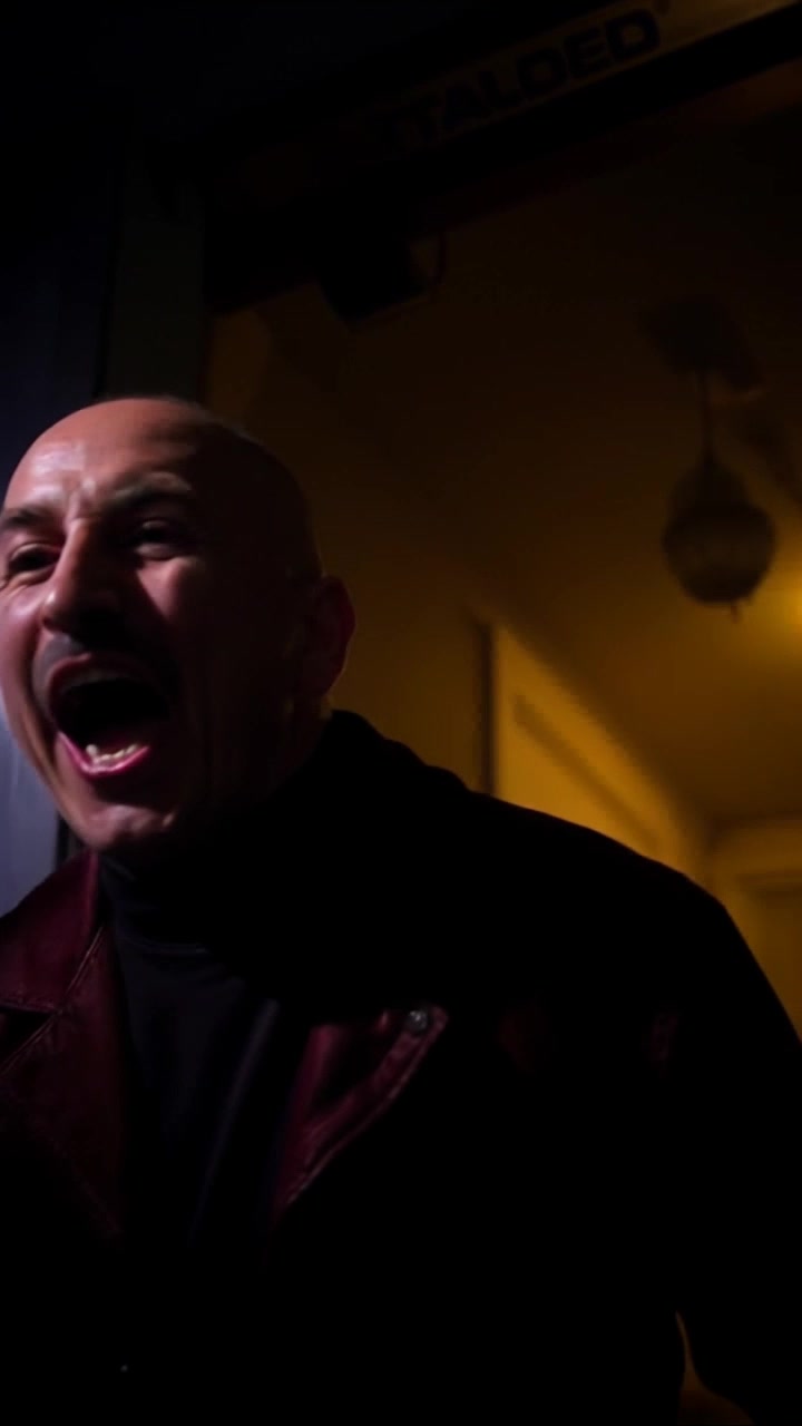 Scene: A whimsical character, the Carlos, cackles to himself, immersed in a playful environment of swirling shadows and flickering lights. Style: Eerie yet vibrant lighting that creates a dynamic contrast with deep shadows, emphasizing the character's antics. Motion: The camera dances around the Carlos, capturing the fluid movement of shadows and light as they interact, creating an enchanting, chaotic atmosphere.