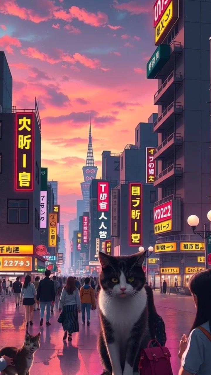 Neon Tears: A Cyberpunk Cat's Heartbreak