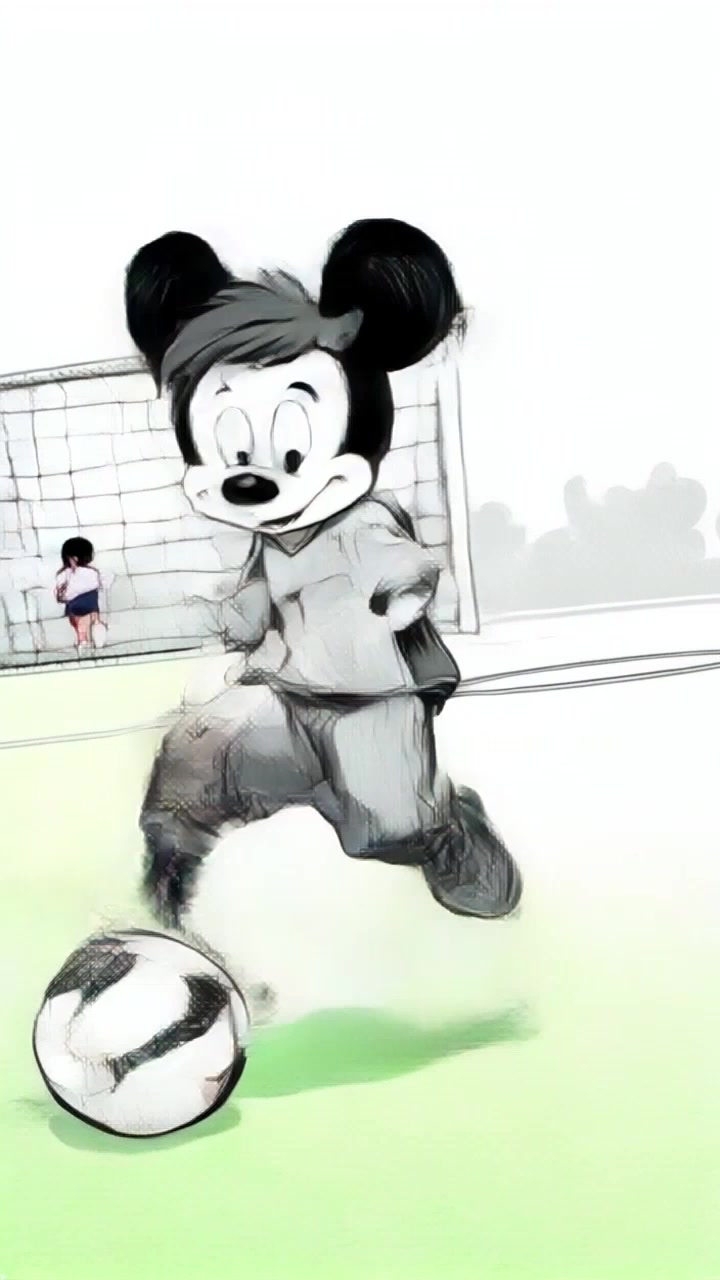 Mickey Scores on the Pitch