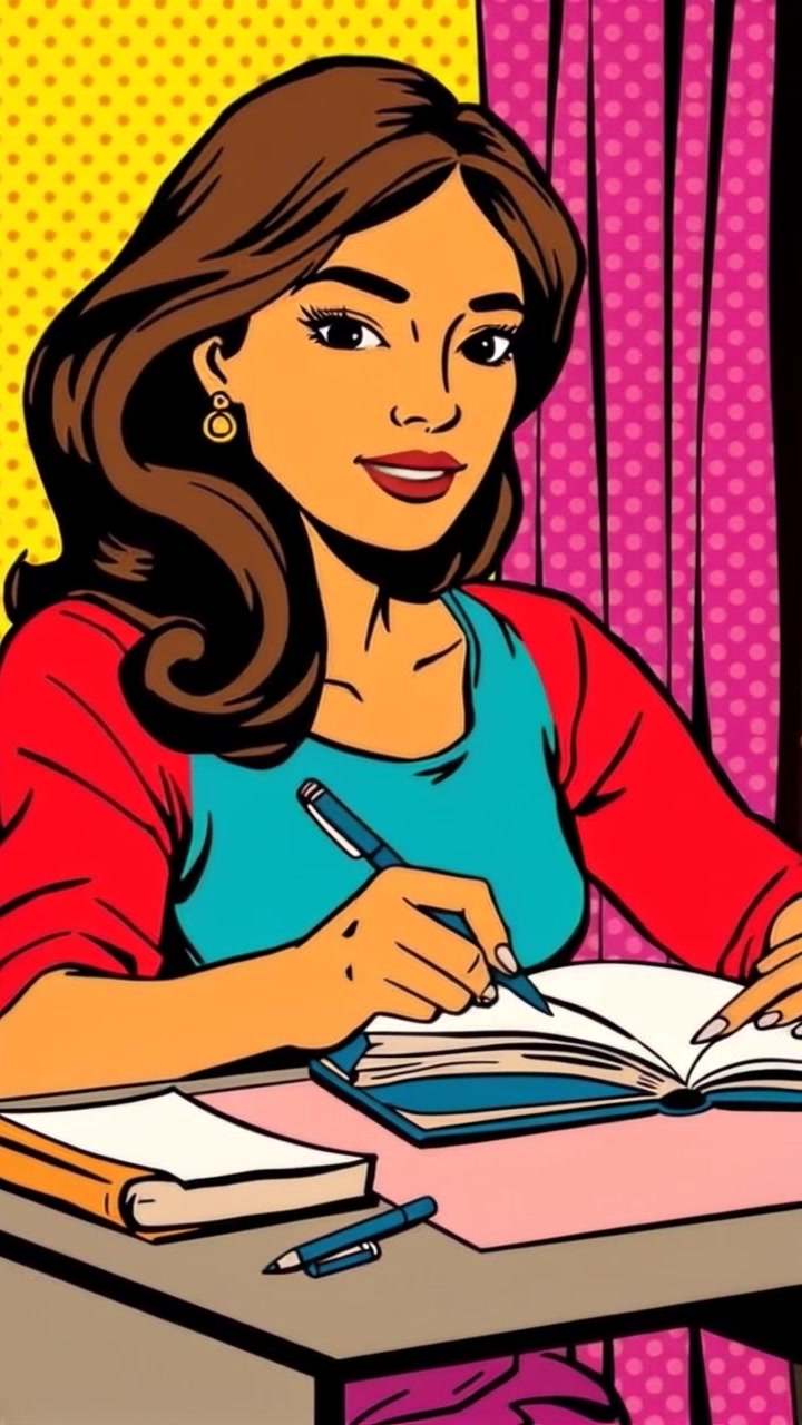 Subject: A person sitting at a desk, focused on writing in a notebook. Subject movement: The person's hand moves rhythmically as they write, occasionally pausing to reflect. Scene: Cozy study setting, sunlight pouring through a nearby window and illuminating the desk. Style: Soft, warm lighting enhancing the inviting atmosphere. Motion: A smooth handheld camera tracking shot moves around the desk, capturing the intimate details of the writing process and the serene ambiance.