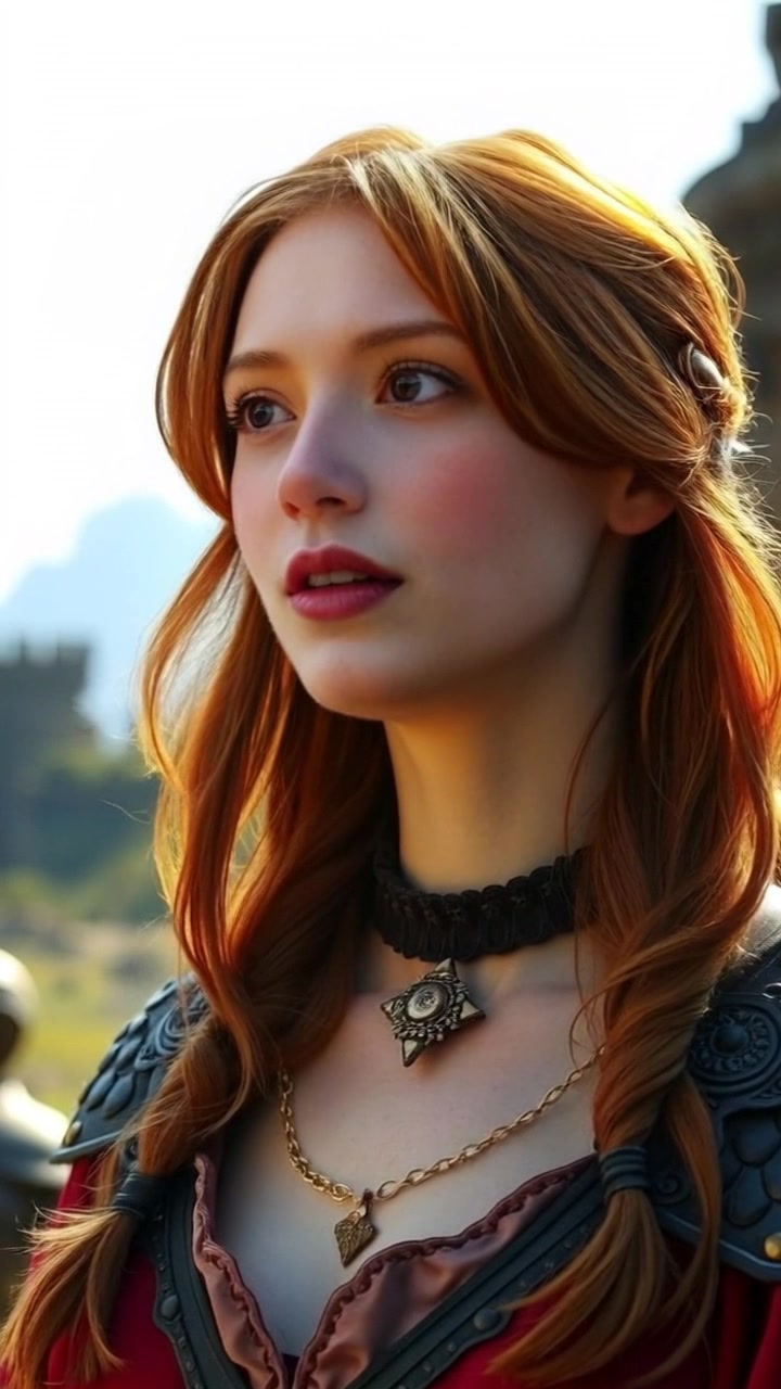 Subject: A young woman named Emma, gazing in awe as sunlight gently illuminates her face. Scene: Close-up of Emma's face, filled with a sense of wonder, framed by soft, natural light filtering through the trees. Motion: The camera slowly pushes in, enhancing the detail of her expression while soft bokeh creates a dreamy background; warm, inviting afternoon light bathes the scene, giving it a magical atmosphere.