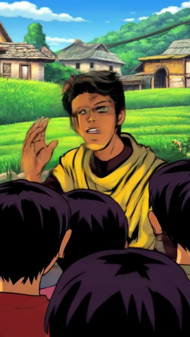 Subject: A passionate speaker sharing his vision with an engaged audience. Subject movement: The speaker gestures animatedly, moving closer to the villagers, creating a sense of connection. Scene: A vibrant village setting with green fields and rustic homes, framed by the warmth of community interaction. Style: Soft, ambient lighting illuminating the scene, enhancing the warmth of the moment. Motion: Handheld camera tracking shot follows the speaker's movements, capturing the attentive faces of the villagers and creating an immersive experience.