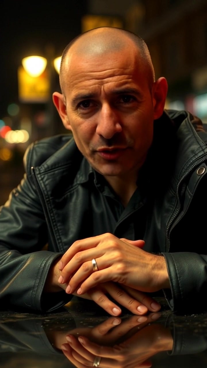 Subject: A person sitting at a table, speaking to the camera with a concerned expression. Subject movement: The person gestures subtly with their hands, leaning slightly forward to emphasize their point. Scene: A cozy indoor setting, with soft backgrounds that blur gently. Style: Warm, ambient lighting that creates an inviting atmosphere. Motion: Camera slowly pushes in for an intimate close-up, capturing the person's facial nuances and the emotion in their eyes.