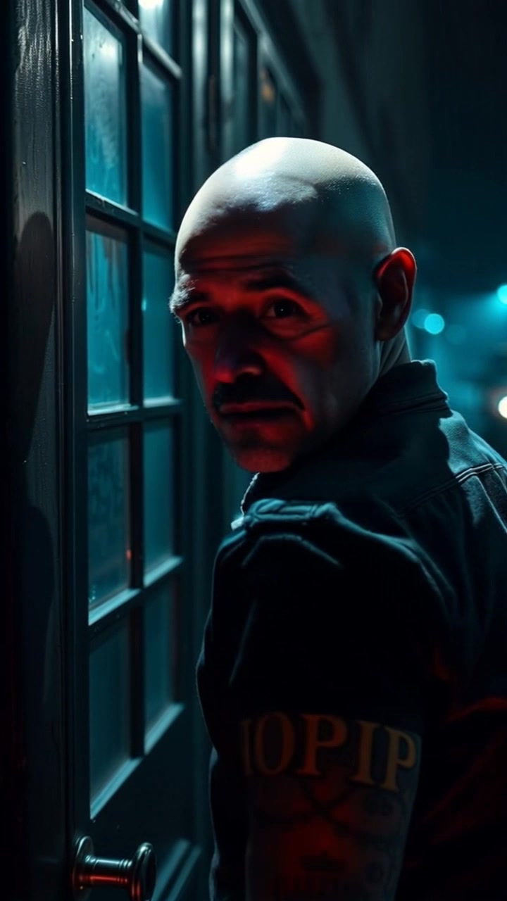 Subject: A person looking concerned. Subject movement: The person shifts slightly, turning their head to glance worriedly at the closed door. Scene: A dimly lit room with shadows lurking in the corners, creating an atmosphere of tension. Lighting: Soft, low-key lighting enhances the mood, casting elongated shadows. Motion: The camera performs a slow, creeping dolly towards the person, heightening the feeling of suspense as they fixate on the door.
