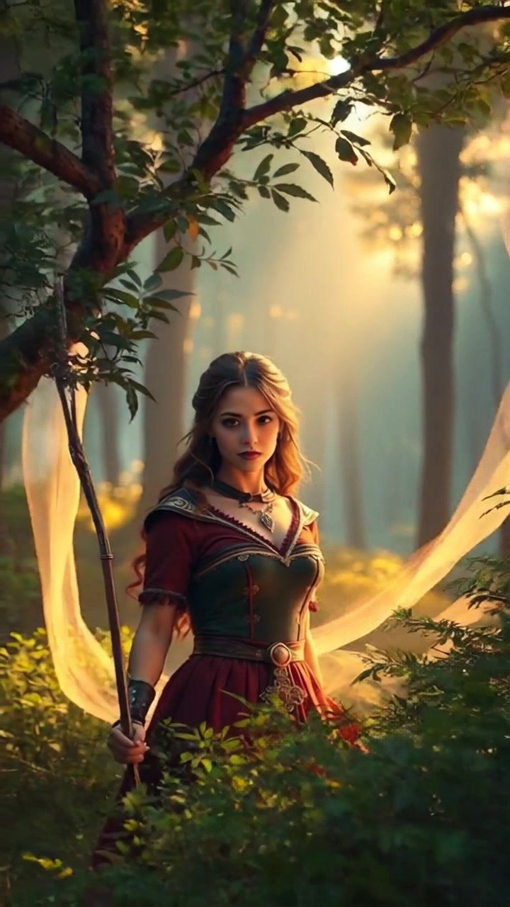 Scene: A luminous forest infused with magical light, ethereal wisps swirling around. Style: Soft, ambient lighting that enhances the mystical quality of the environment. Motion: The camera weaves gracefully through the forest, capturing the enchanting dissolution of light as it dances among the trees, creating a dreamlike atmosphere.