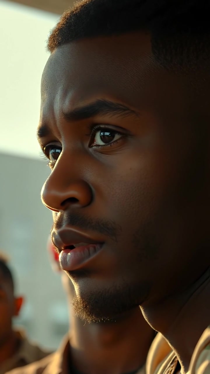 Isaiah, deep in thought with a mixture of confusion and intrigue on his face, captured with soft, natural lighting and smooth camera movement, against a subtle blurred background that emphasizes his expression. The scene embodies a contemplative mood with warm tones. The audio features gentle ambient sounds.